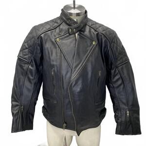 NEW BORN TO RACE USA men's leather motorcycle jacket in black